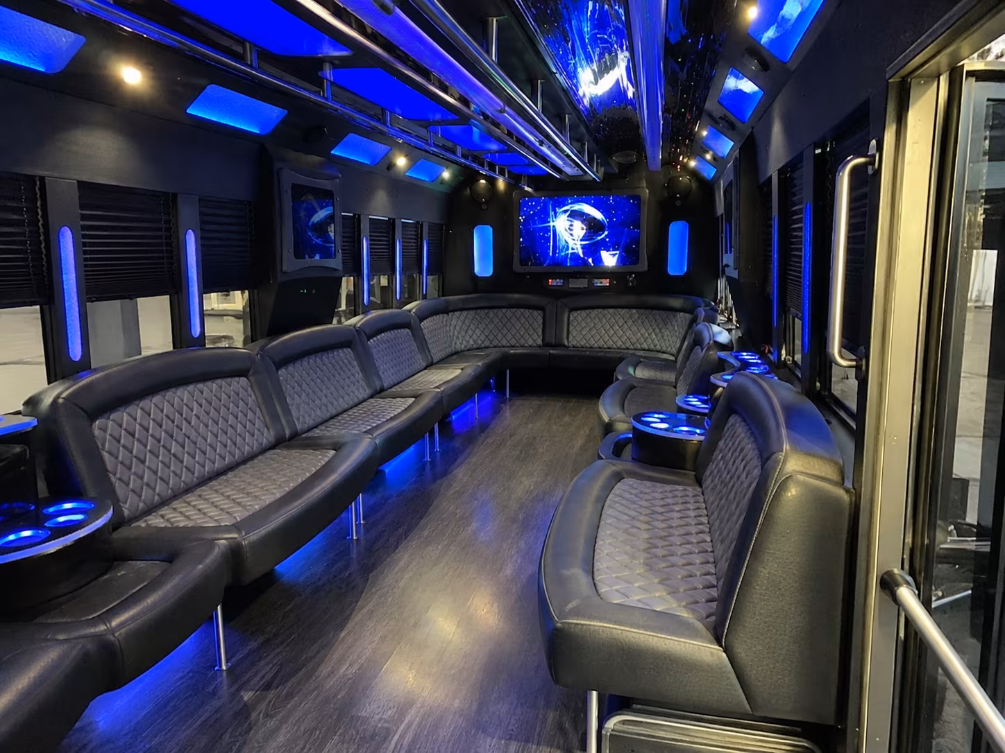 Group beside a Mercedes Sprinter limo in Dallas