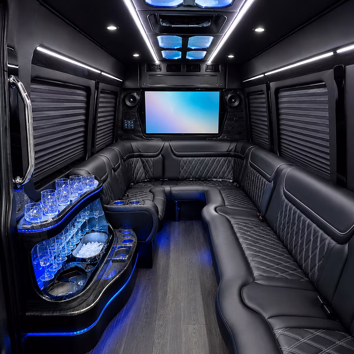 Dallas Bachelor & Bachelorette Transportation party bus interior