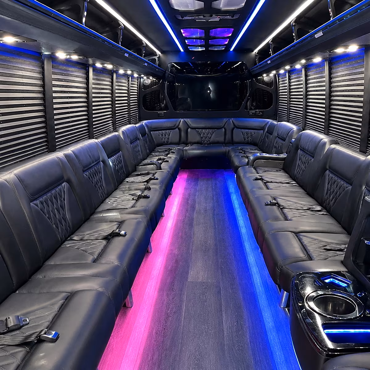 Dallas Bachelor & Bachelorette Transportation party bus interior