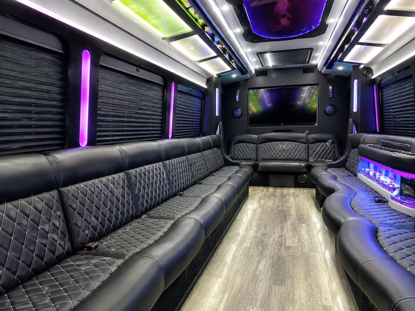 Dallas Prom & Homecoming Transportation party bus interior
